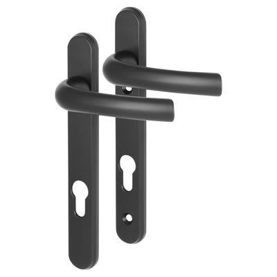 1710RH/3670N Black uPVC Multipoint Door Handles - Short Plate - 92mm c/c - Tokyo Range - view 2