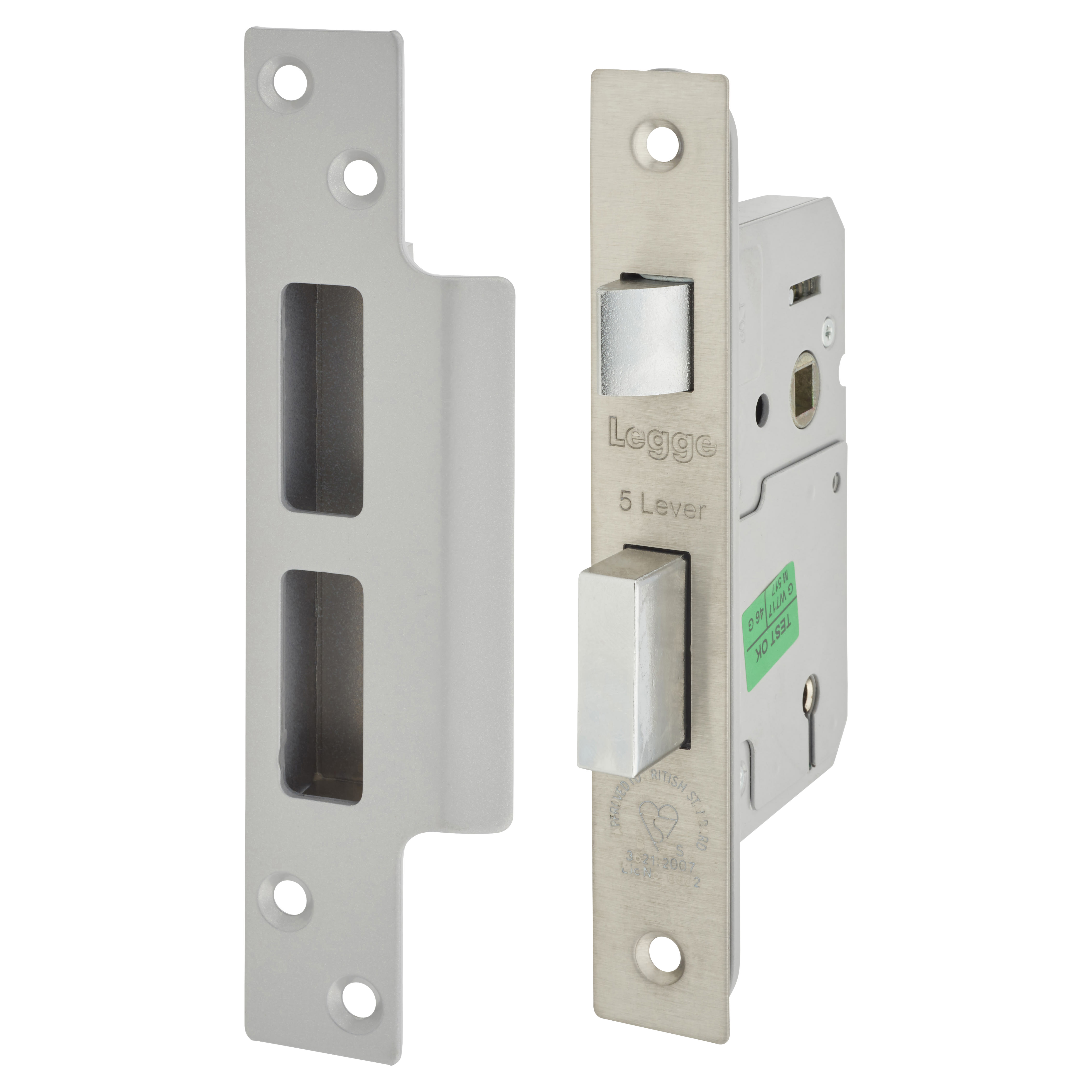 Heavy Duty:2007 Bolt Through 5 Lever Sashlock - 64mm Case - 44mm Backset - Polished Stainless - view 2