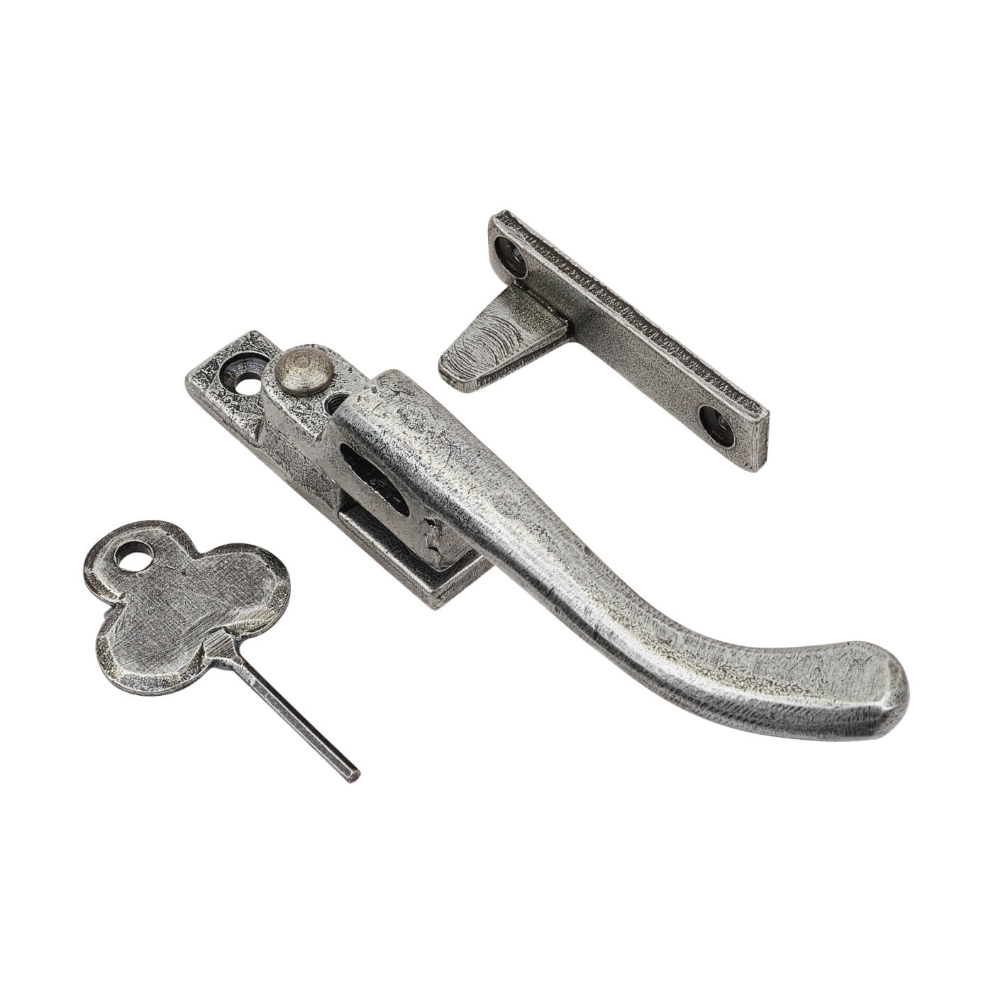 Pear Drop Locking Night Vent Casement Window Fastener - Right Hand - Pewter - view 2