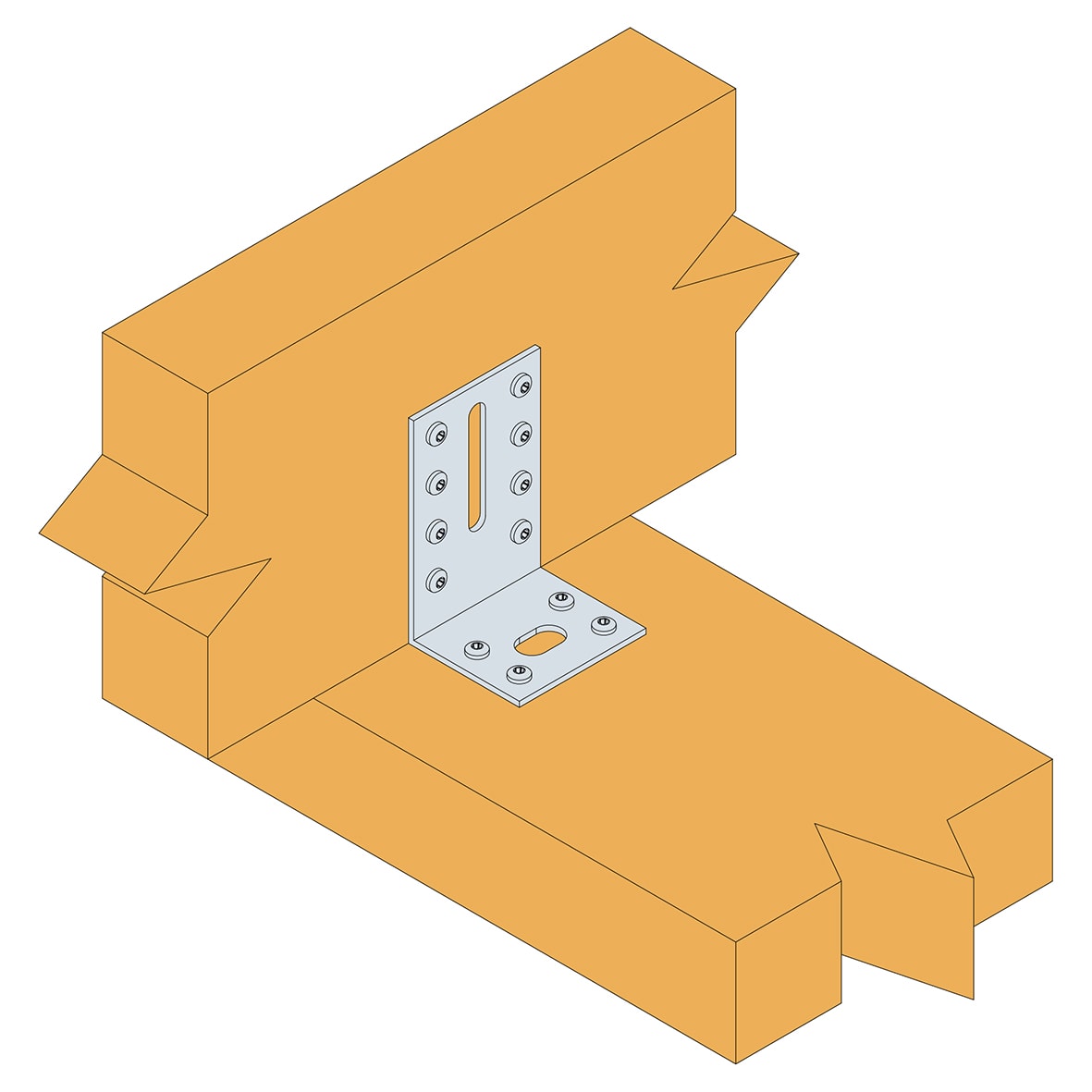 Light Duty Reinforced Angle Bracket - 62 x 62 x 40mm - view 3
