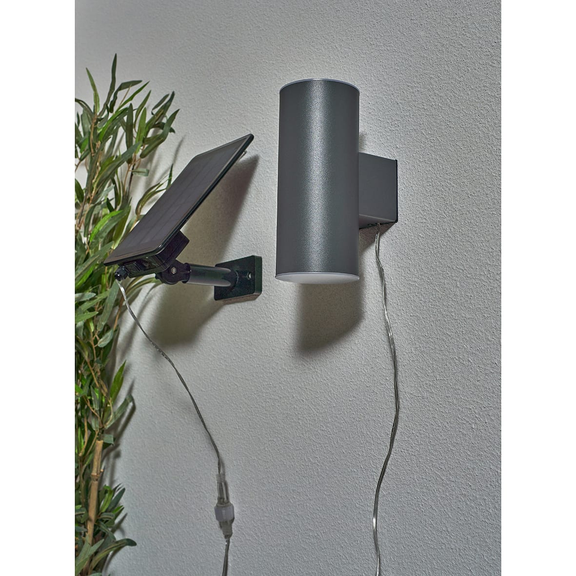 Forum Zink Eldon 2W LED Solar Outdoor Up & Down Wall Light - IP44 - 3000K Warm White - Anthracite - view 3