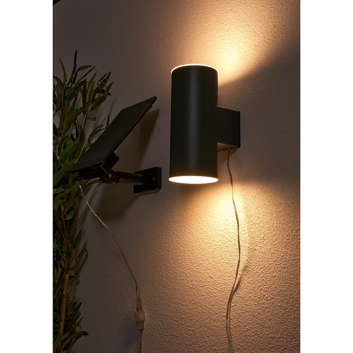 Forum Zink Eldon 2W LED Solar Outdoor Up & Down Wall Light - IP44 - 3000K Warm White - Anthracite - view 4