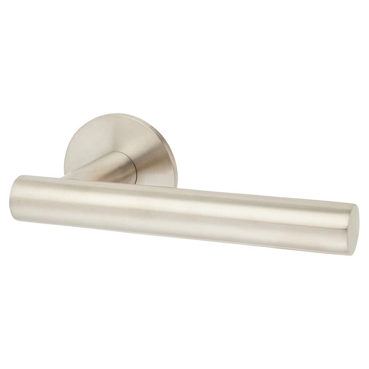 Satin Stainless Steel Door Handles on Round Slim Rose - Schema Vinklad Range - view 2