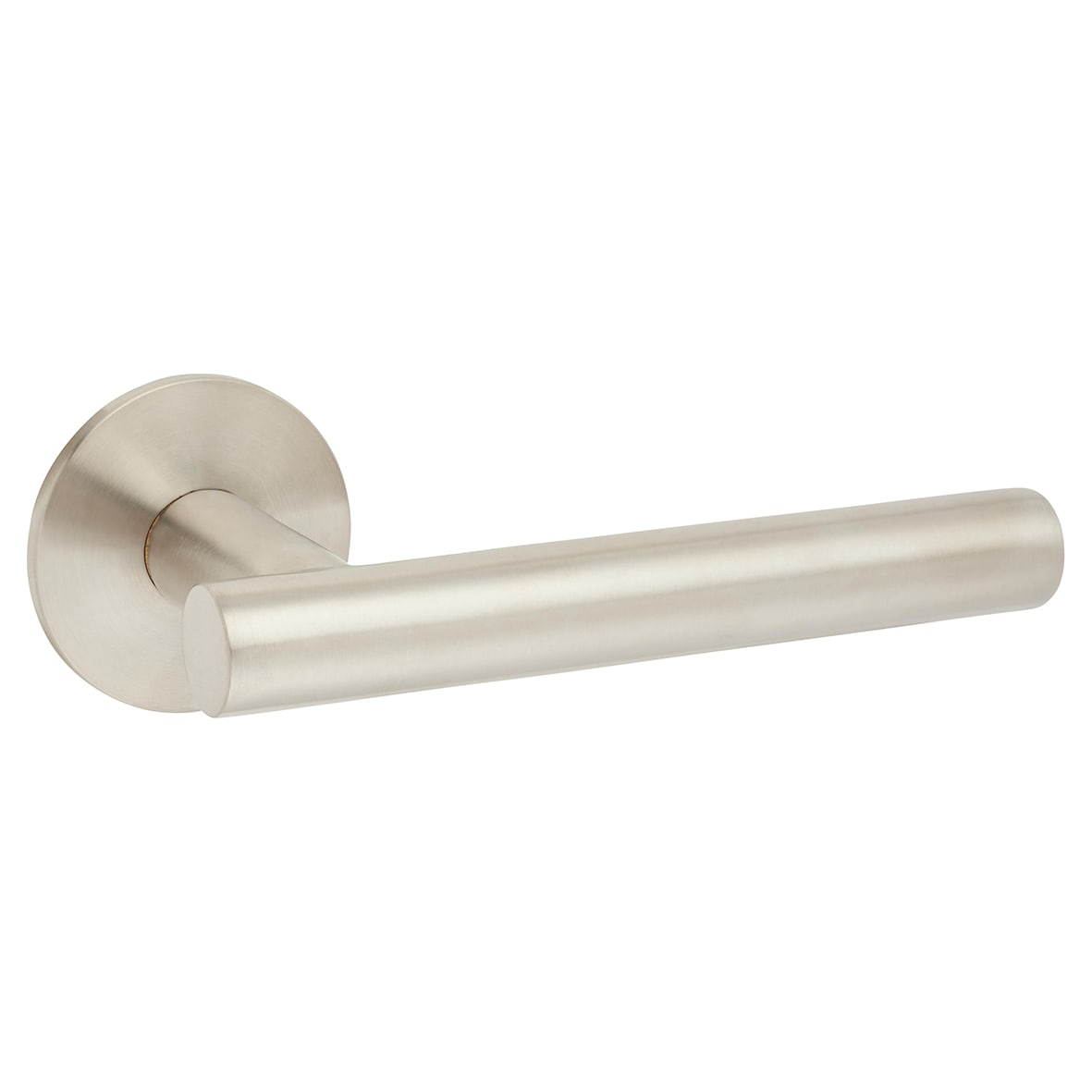 Satin Stainless Steel Door Handles on Round Slim Rose - Schema Vinklad Range - view 3