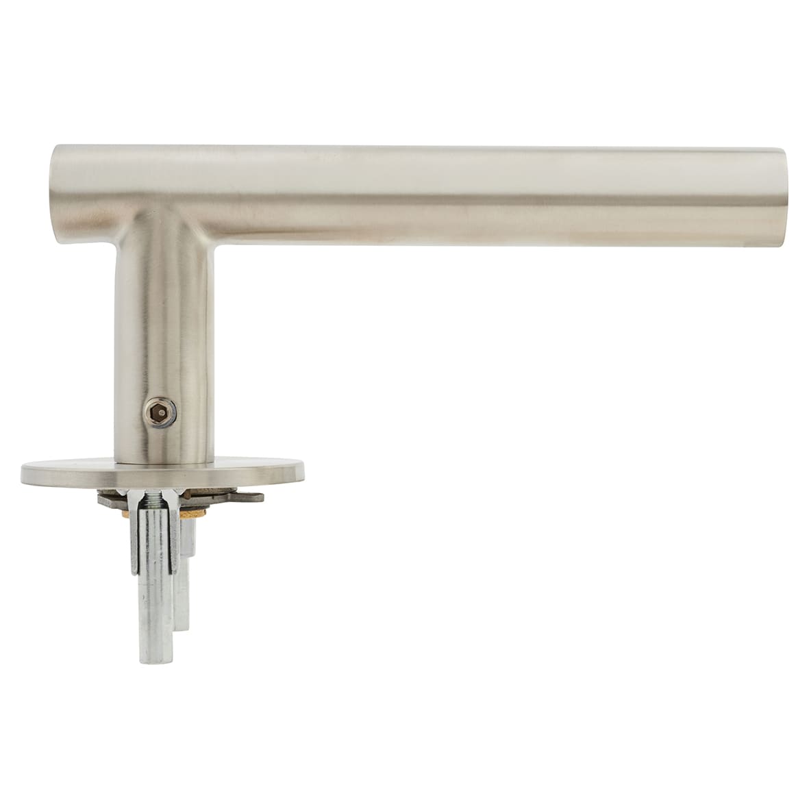 Satin Stainless Steel Door Handles on Round Slim Rose - Schema Vinklad Range - view 5