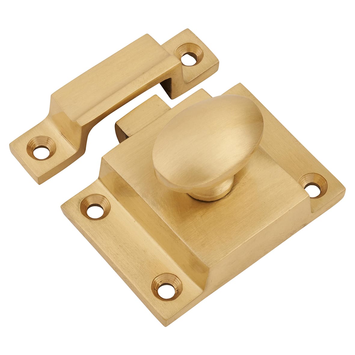Box Style Cupboard Catch - 55 x 40 x 35mm - Satin Brass - view 2