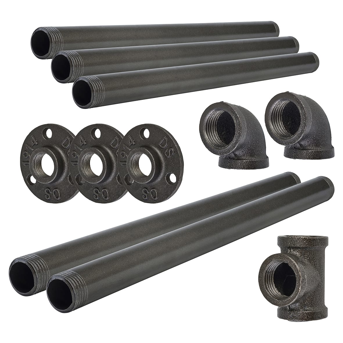 1/2" Long Pipe Wardrobe Rail Kit - Grey - view 3