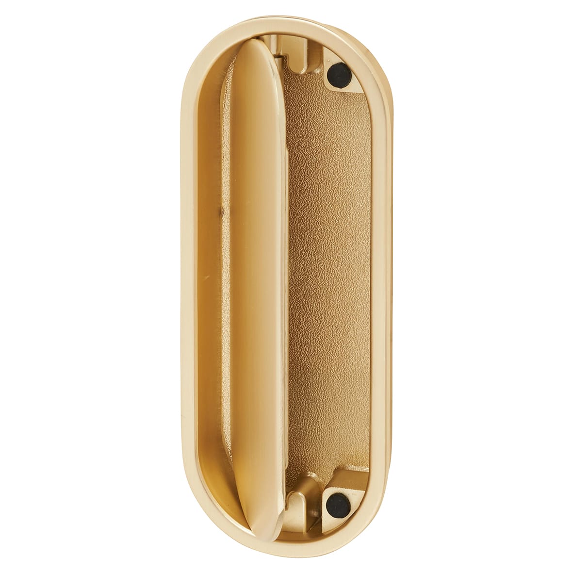 Eccles Oval Flush Cabinet Pull Handle - 117 x 47mm - Satin Brass - view 2