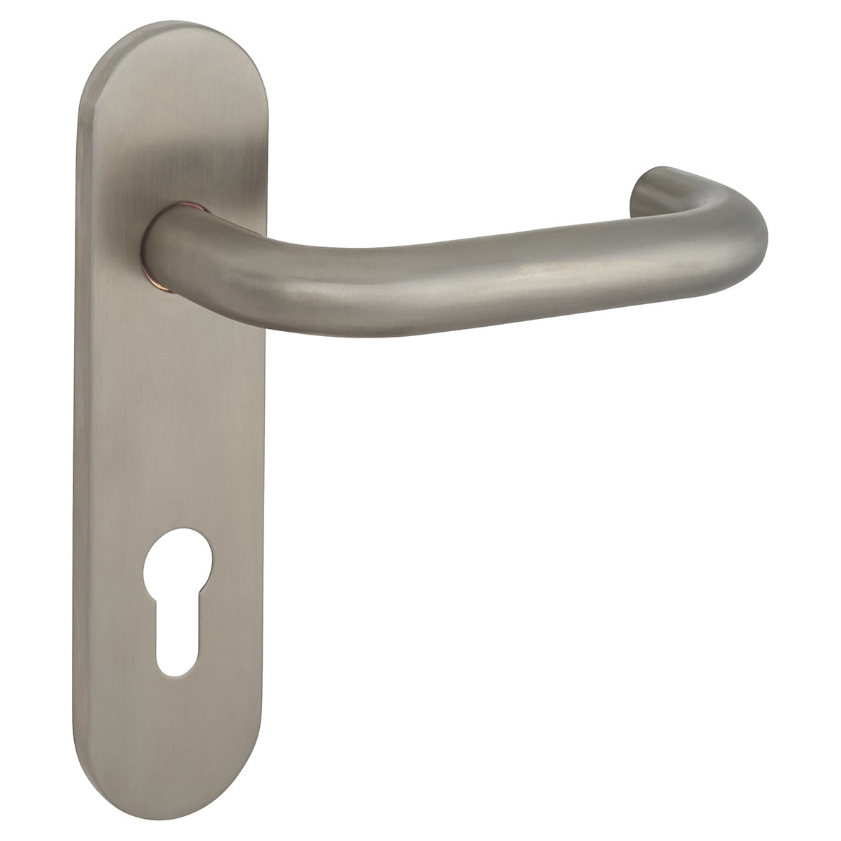 Satin Stainless Steel 19mm Return to Door Euro Lock Door Handles - Radius - 72mm c/c - view 6