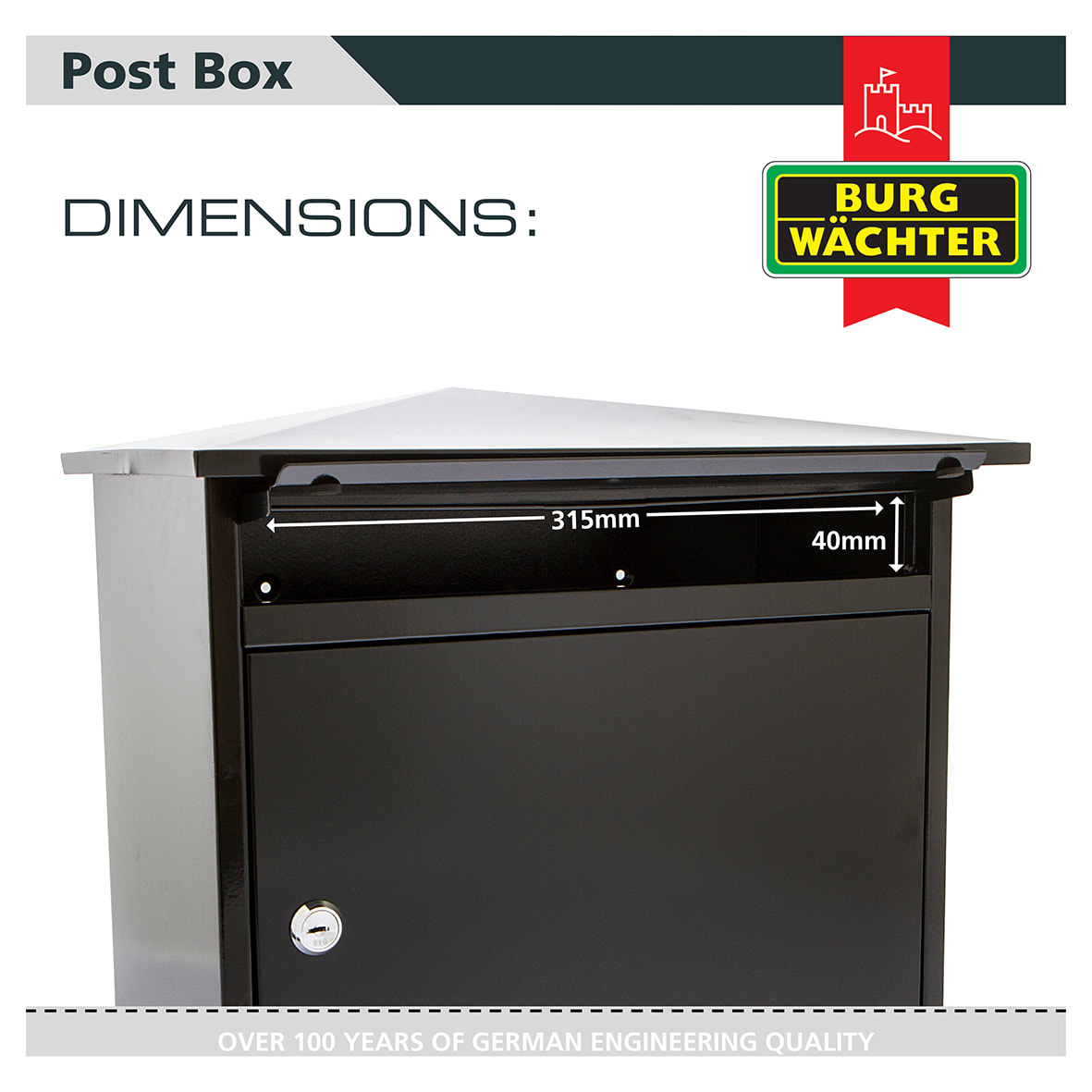 Mersey Mailbox - 359 x 349 x 206mm - Black - view 5
