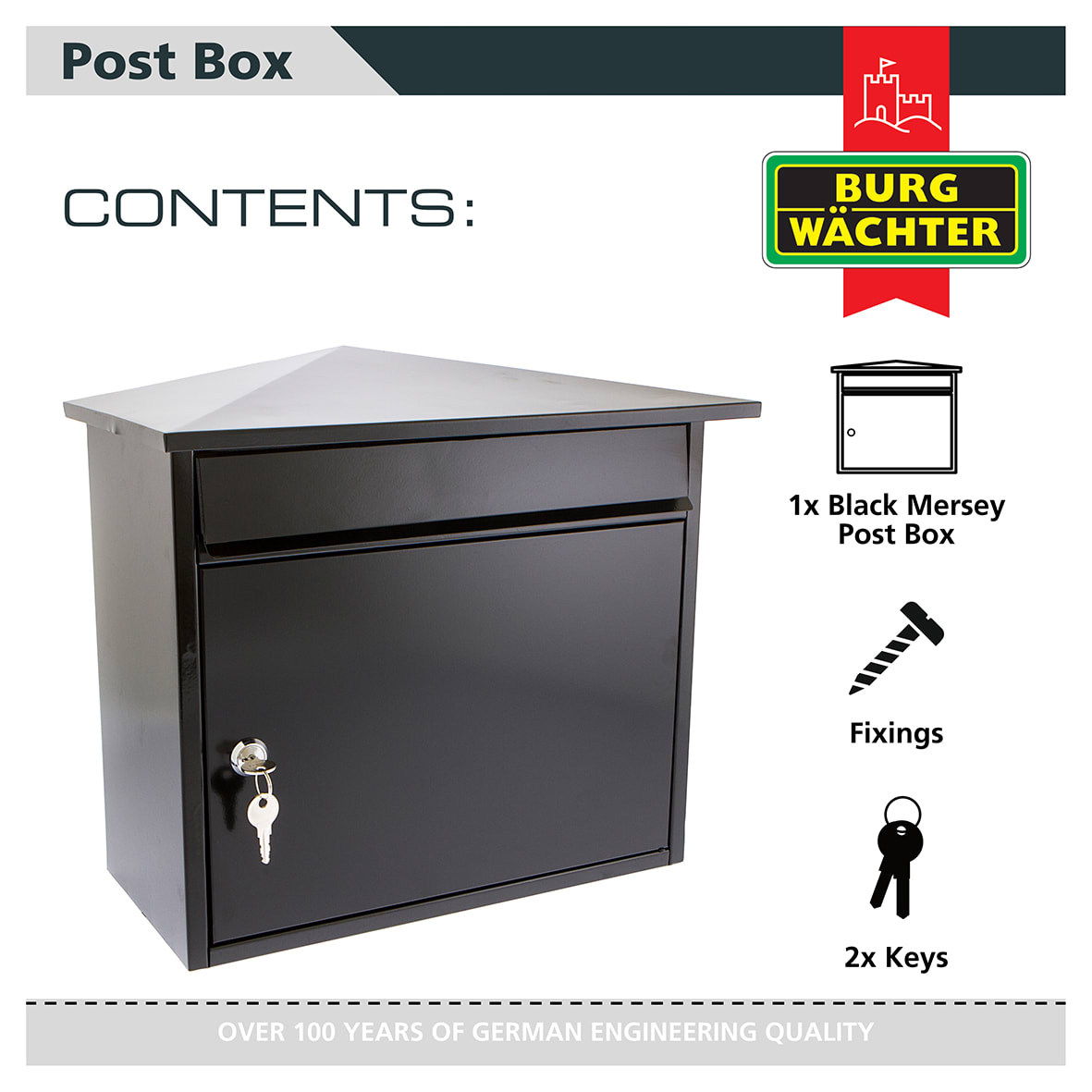 Mersey Mailbox - 359 x 349 x 206mm - Black - view 6