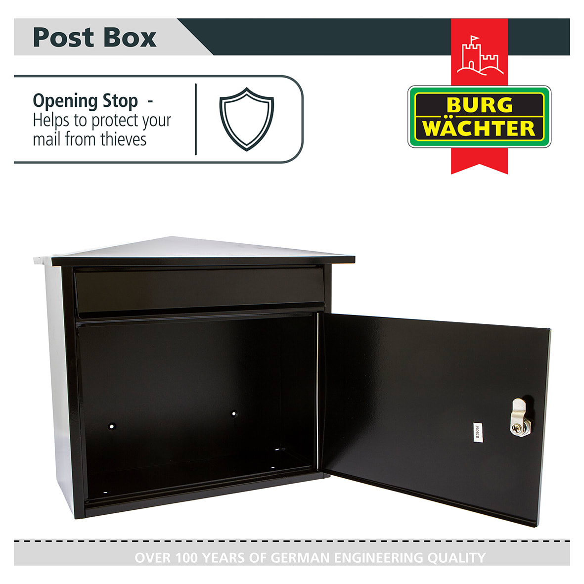 Mersey Mailbox - 359 x 349 x 206mm - Black - view 7
