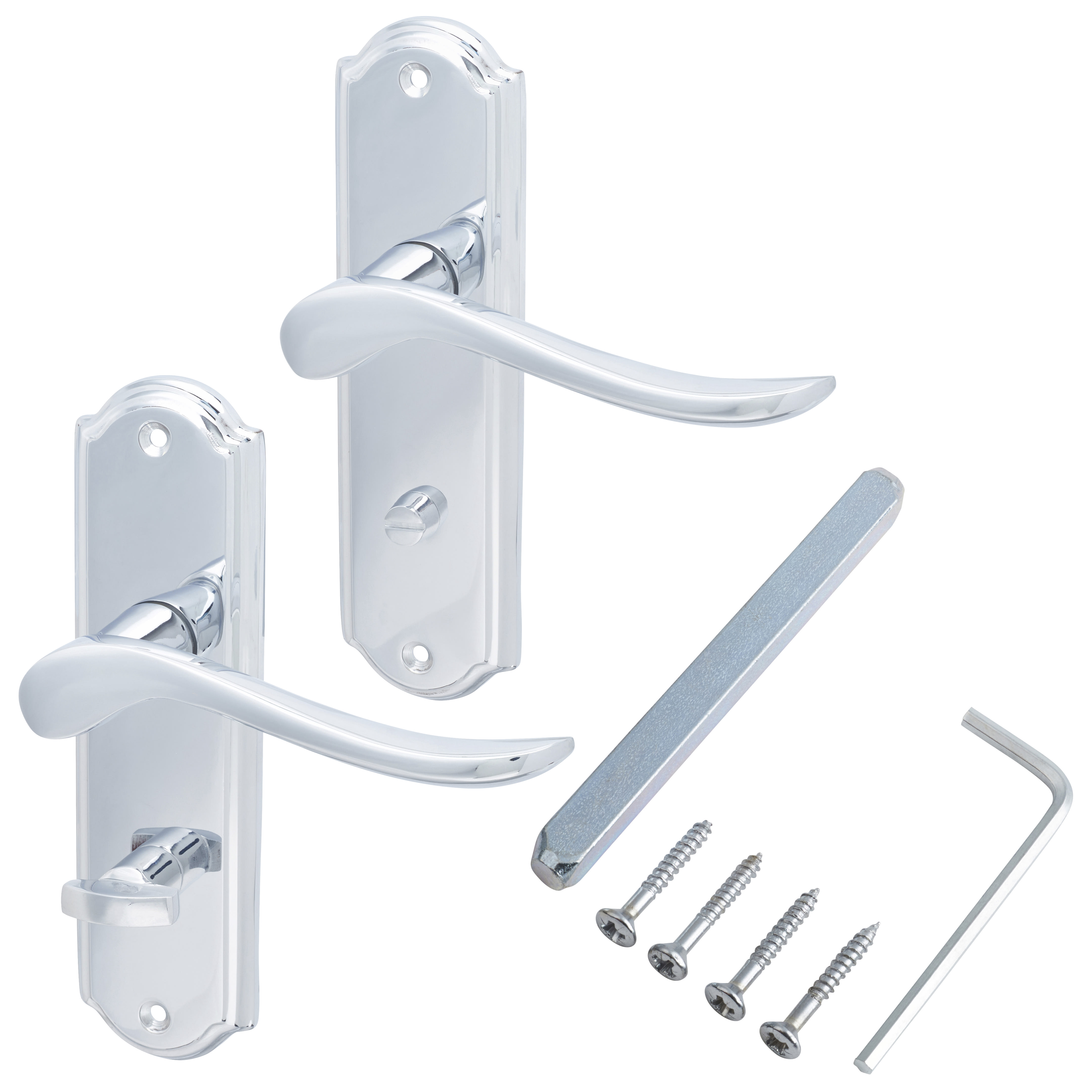 Polished Chrome Scroll Bathroom Door Handles - Turin Range - 170 x 46mm - view 3