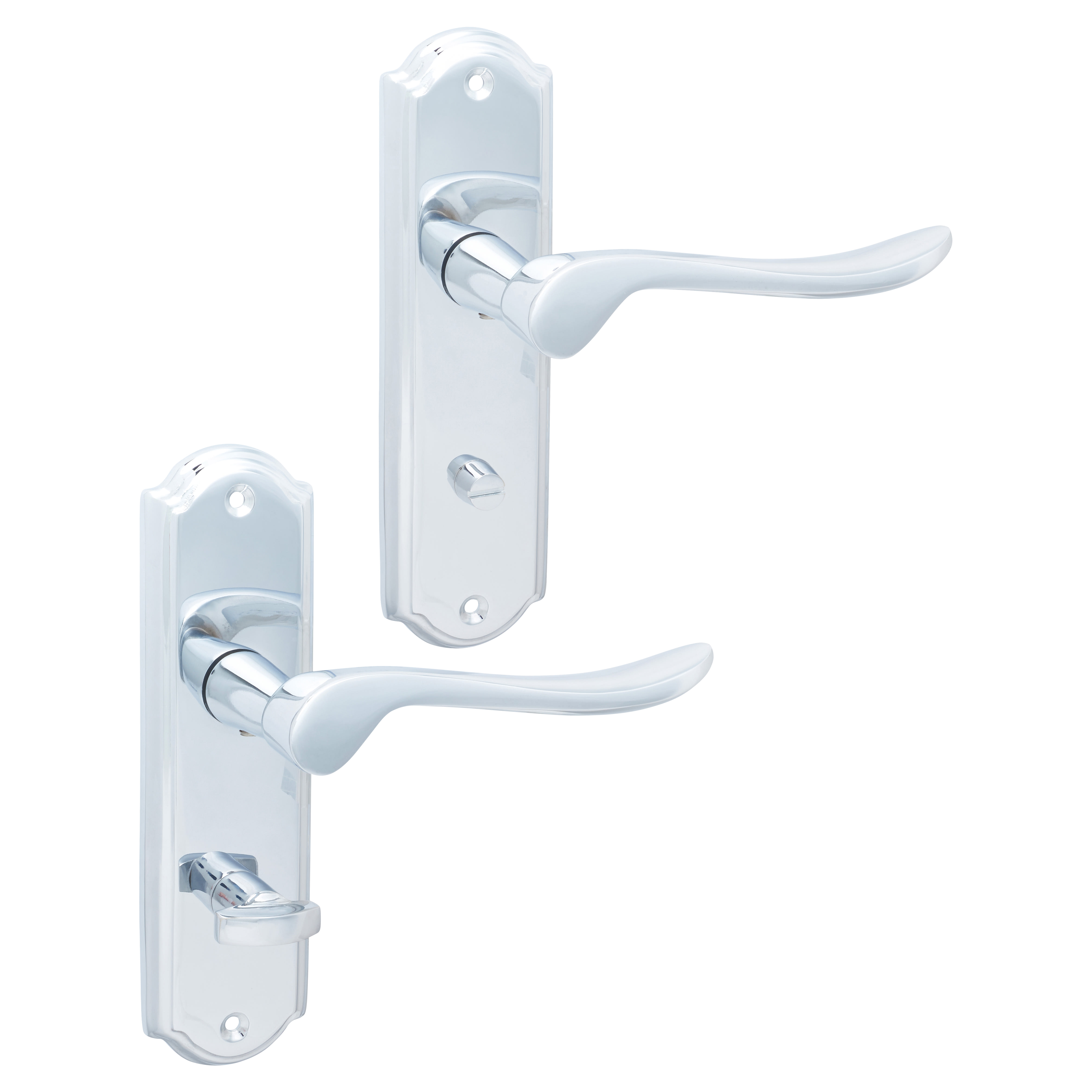 Polished Chrome Scroll Bathroom Door Handles - Turin Range - 170 x 46mm - view 4