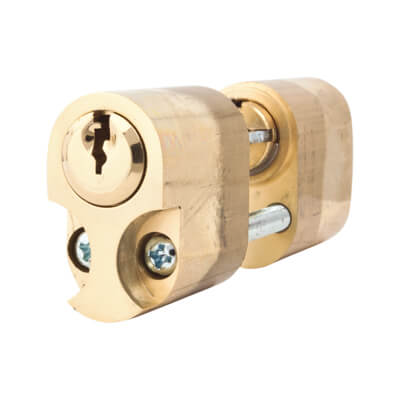6 Pin Scandinavian Oval Cylinder - Internal and External - Anti Drill - Polished Brass - view 3