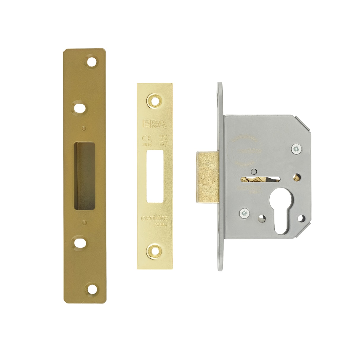 Viscount Euro Profile Deadlock - 64mm Case - 44mm Backset - Polished Brass - view 2