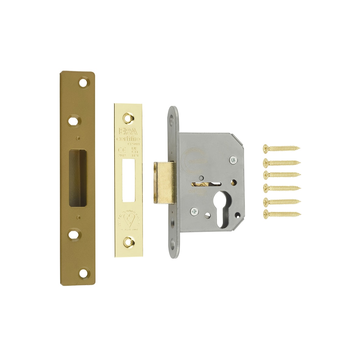 Viscount Euro Profile Deadlock - 64mm Case - 44mm Backset - Polished Brass - view 3