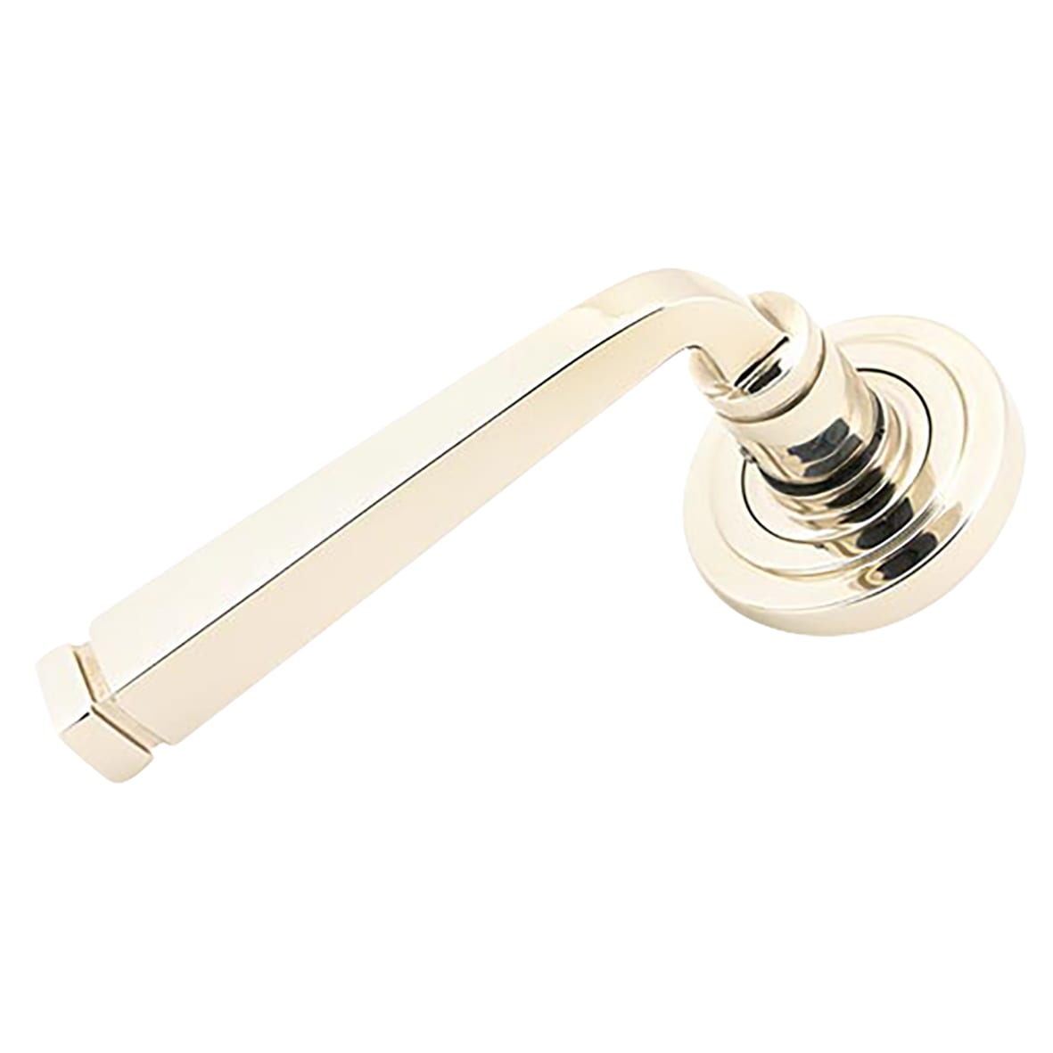 Polished Nickel Door Handles on Round Art Deco Rose - Avon Range - view 2