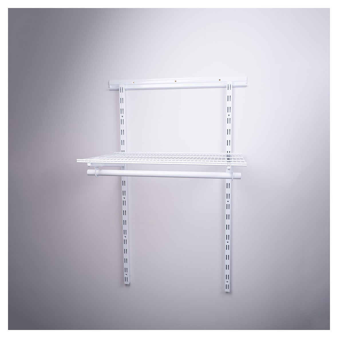 Wardrobe Kit - 1 Bay & 1 x Ventilated Wire Shelf - White - view 2