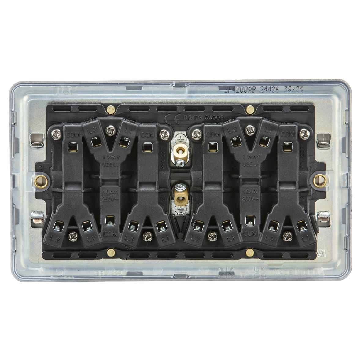 10AX 6 Gang 2 Way Screwless Flat Plate Light Switch - Antique Brass - view 3
