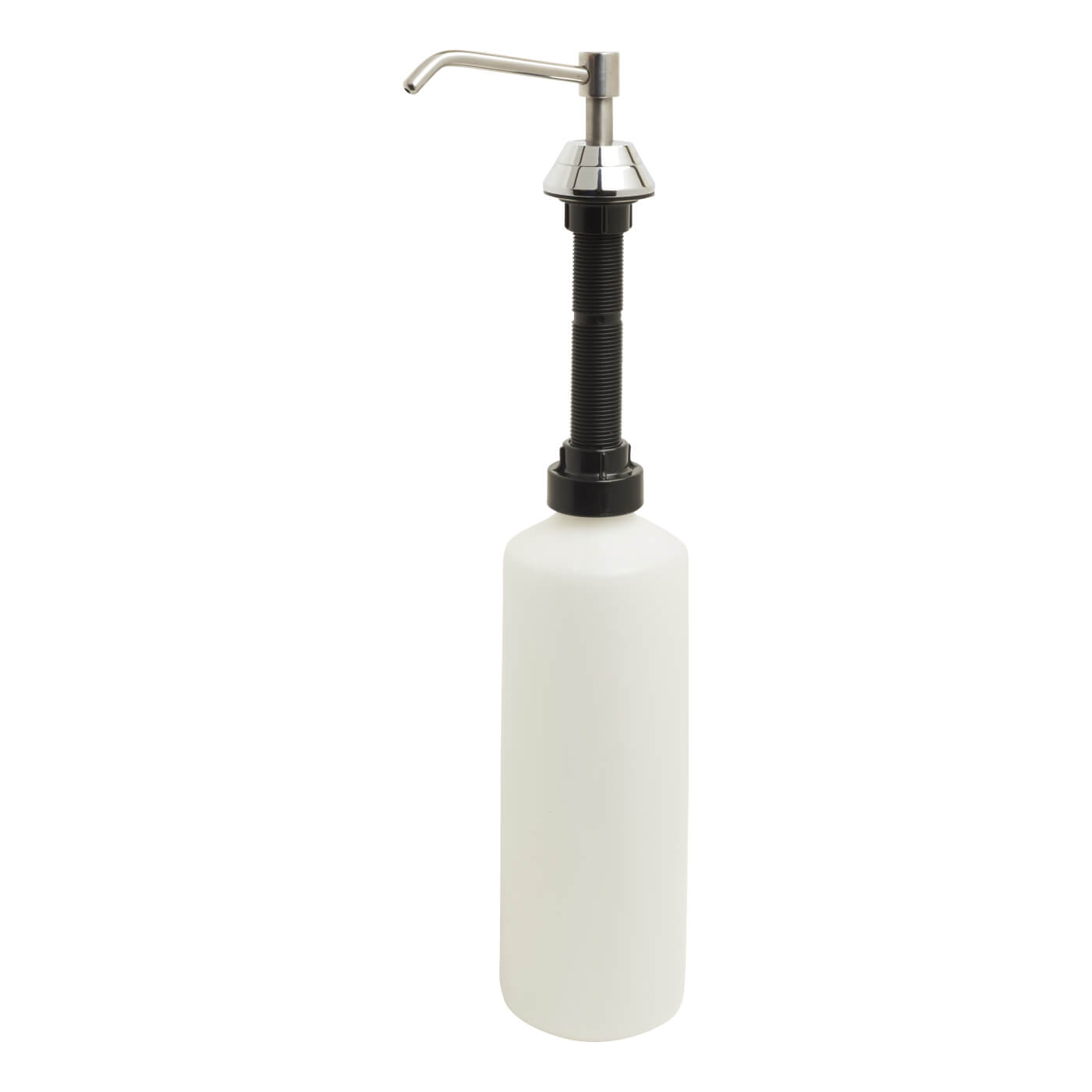 Dolphin Contract Vanity Soap Dispenser and Bottle - 420 x 82.5 x 100mm - Satin Stainless Steel - view 2