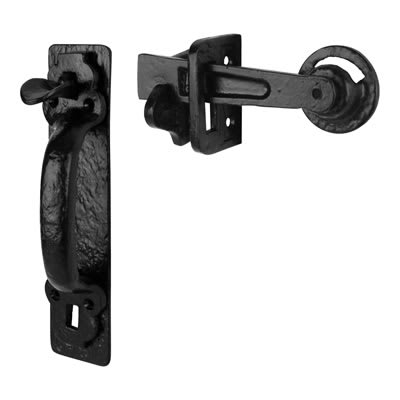 Antique Black Iron Tudor Thumb Latch Set - view 2