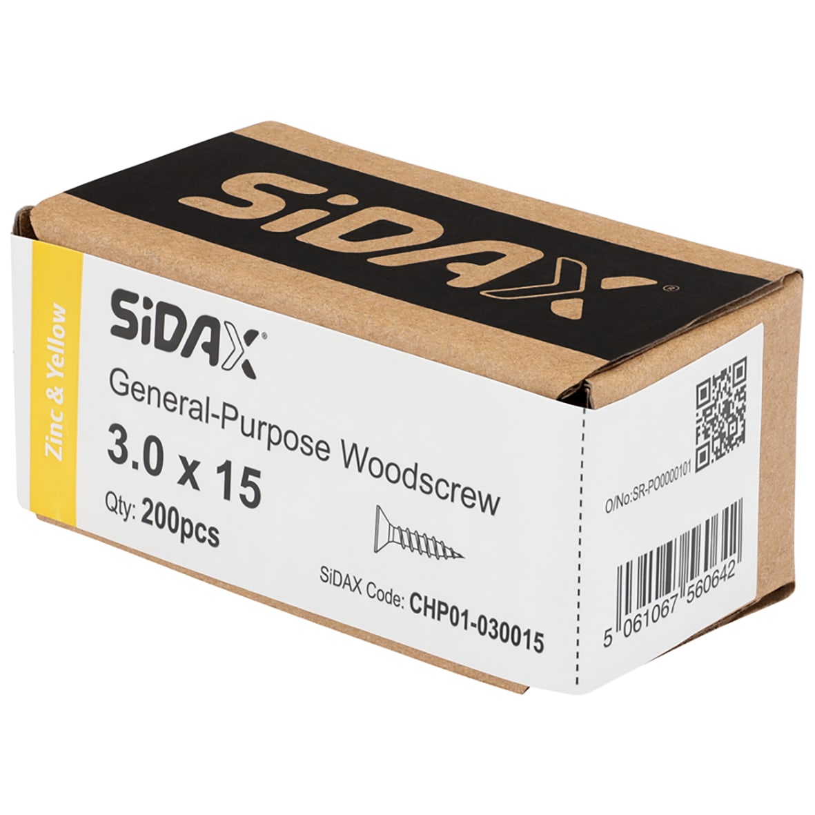 General Purpose Pozi Countersunk Chipboard Wood Screws - 3.5 x 15mm - Yellow Zinc - Pk of 200 - view 2