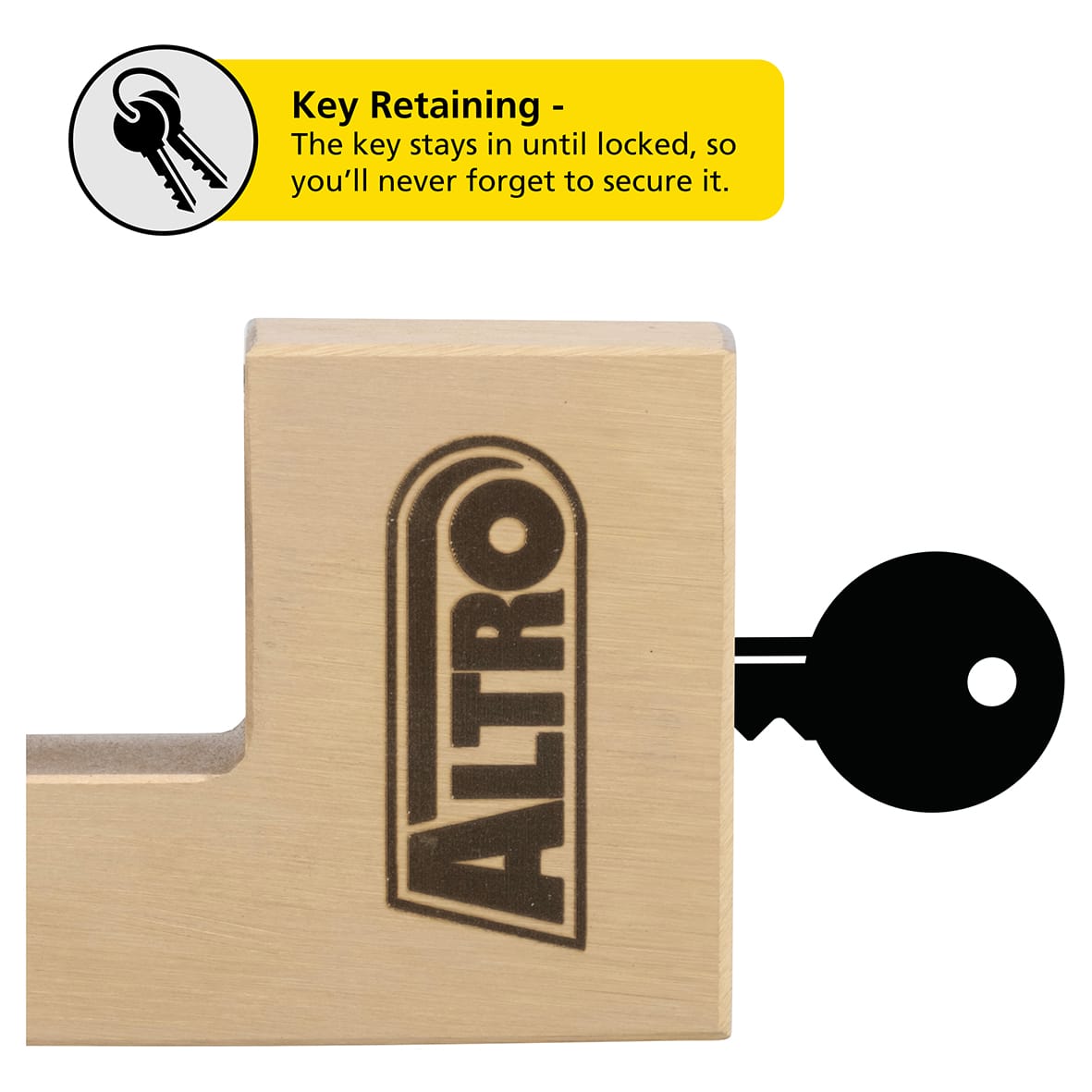 Solid Brass Shutter Lock - 70mm Body - 16.5 x 22mm Shackle - Keyed to Differ - view 3