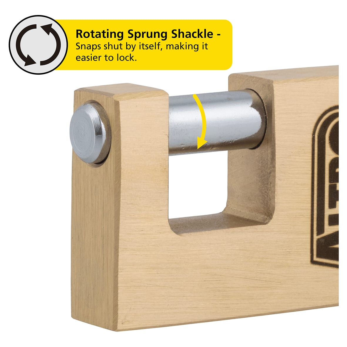 Solid Brass Shutter Lock - 70mm Body - 16.5 x 22mm Shackle - Keyed to Differ - view 4
