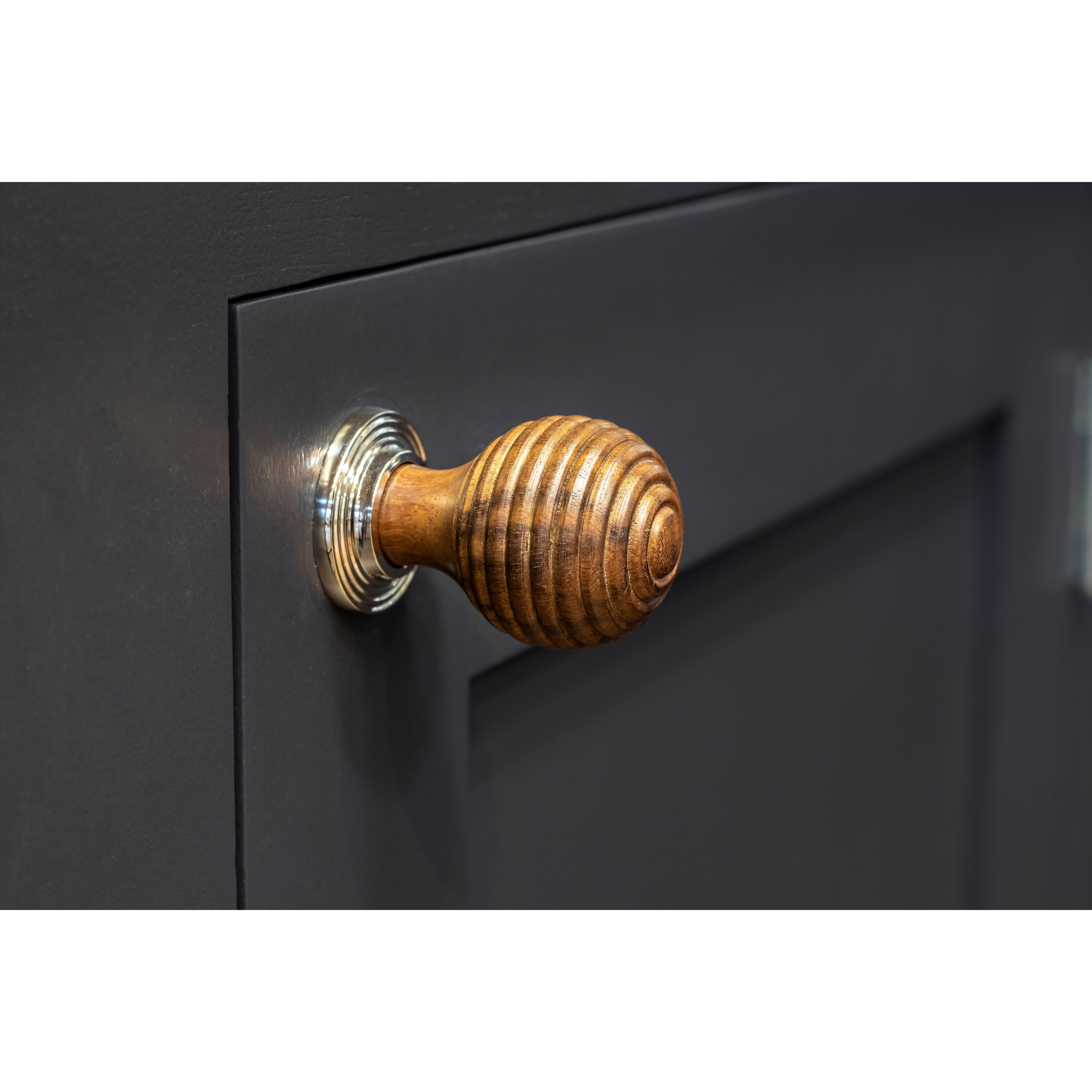 Beehive Ball Cabinet Knob - 35mm Diameter - Rosewood - Polished Nickel Rose - view 2