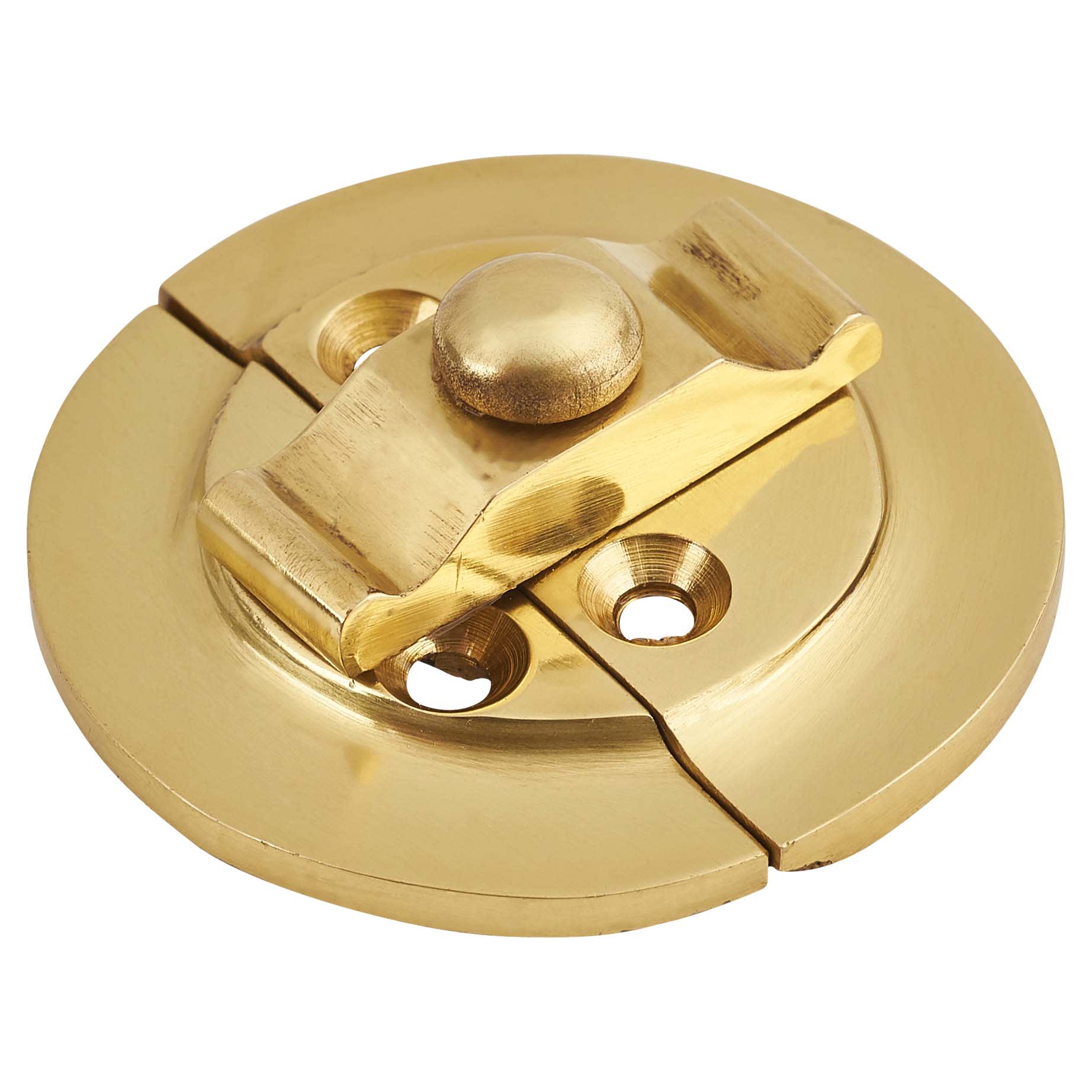Round Butterfly Catch - 38mm Diameter - Polished Brass - view 2