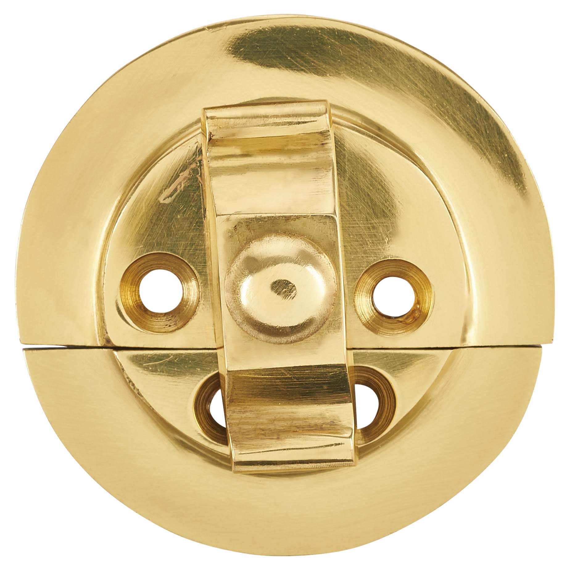 Round Butterfly Catch - 38mm Diameter - Polished Brass - view 3