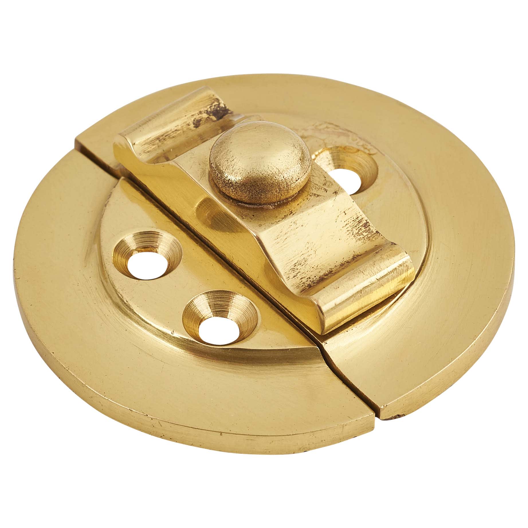Round Butterfly Catch - 38mm Diameter - Polished Brass - view 4