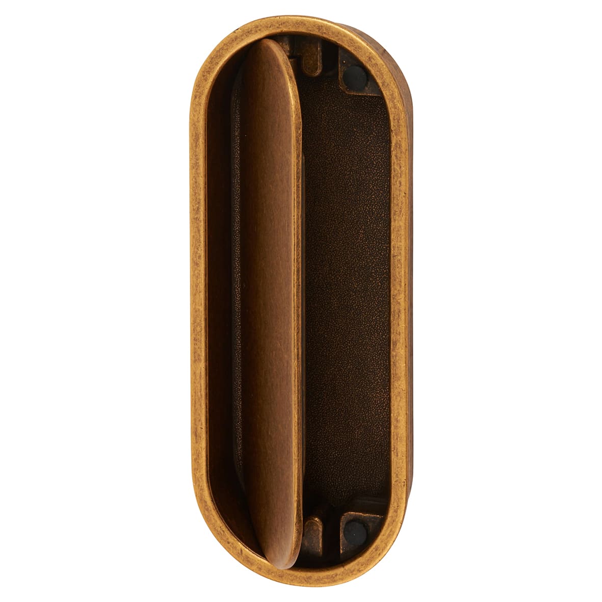 Eccles Oval Flush Cabinet Pull Handle - 117 x 47mm - Antique Brass - view 2