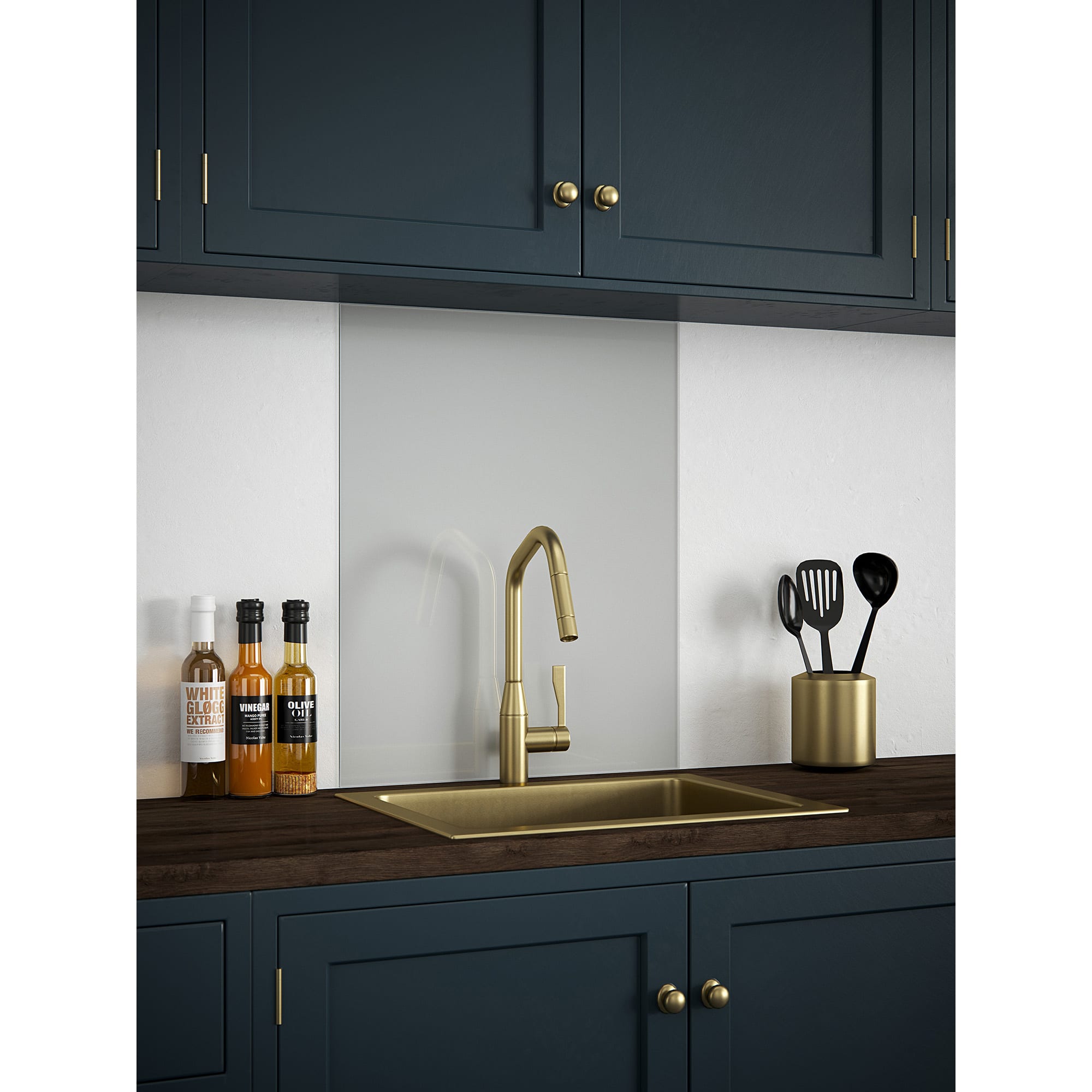 Self Adhesive Glass Kitchen Splashback - 750 x 600mm - Platinum - view 2