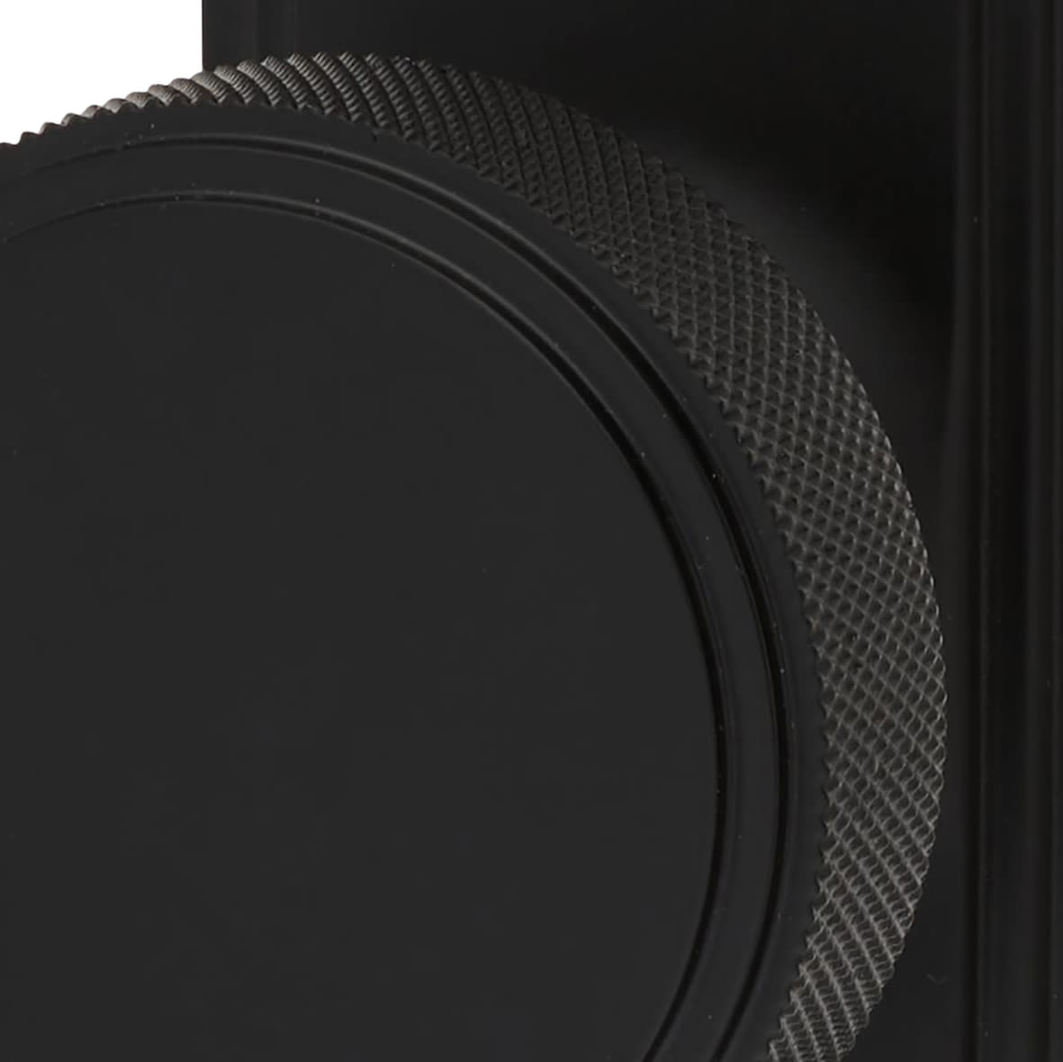 Matt Black Knurled Bathroom Mortice Door Knob on Backplate - 205 x 52mm - Miller Range - view 5