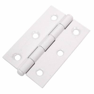 Loose Pin Steel Butt Door Hinge - 75 x 50mm - White - Pair - view 2