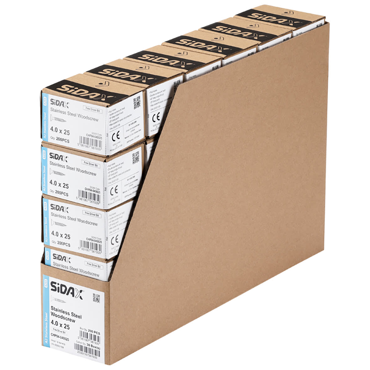 Pozi Countersunk Wood Screws - 4.0 x 25mm - A2 Stainless Steel - Pack of 200 - view 3