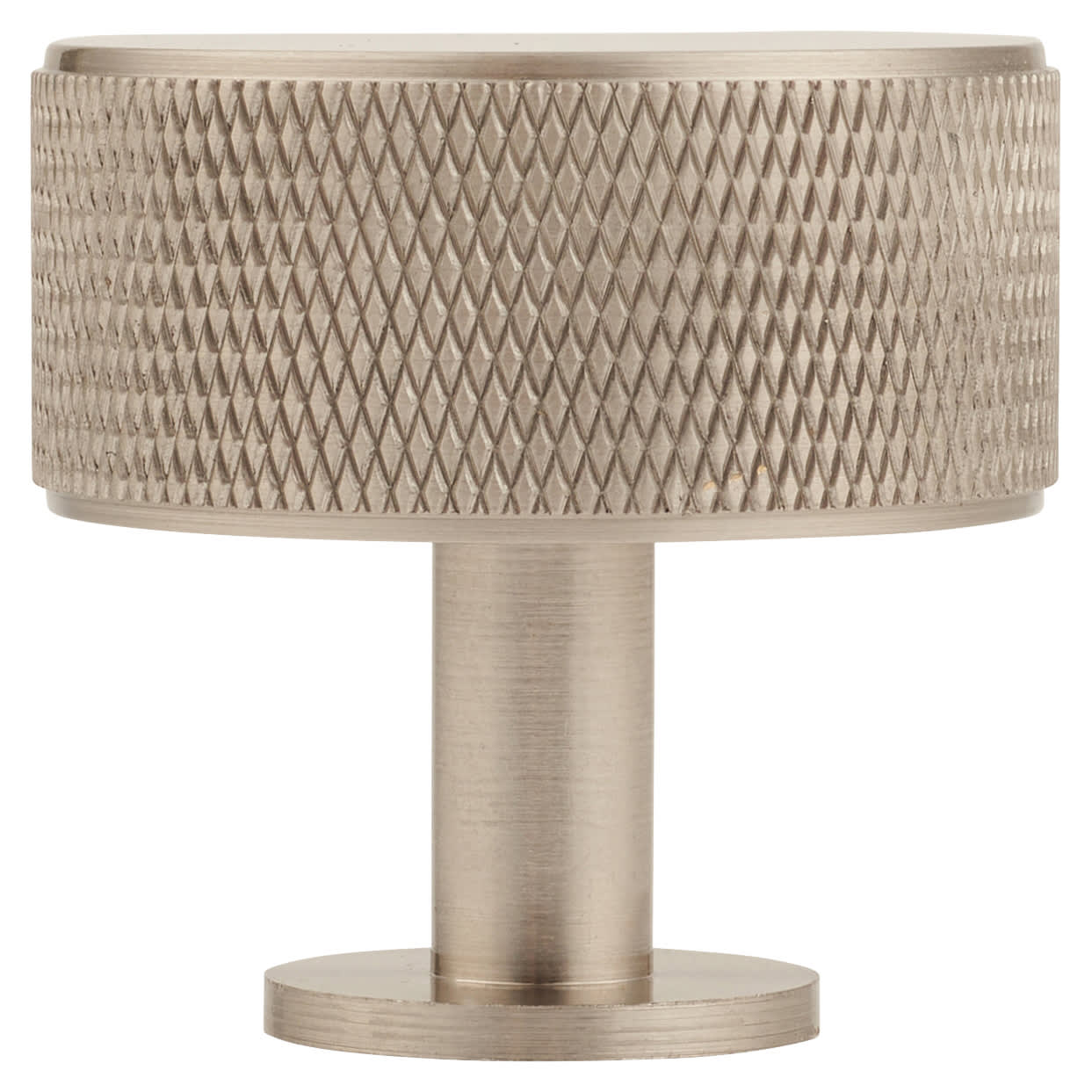 Knurled Radio Round Cabinet Knob - 35mm Diameter - Satin Nickel - view 2