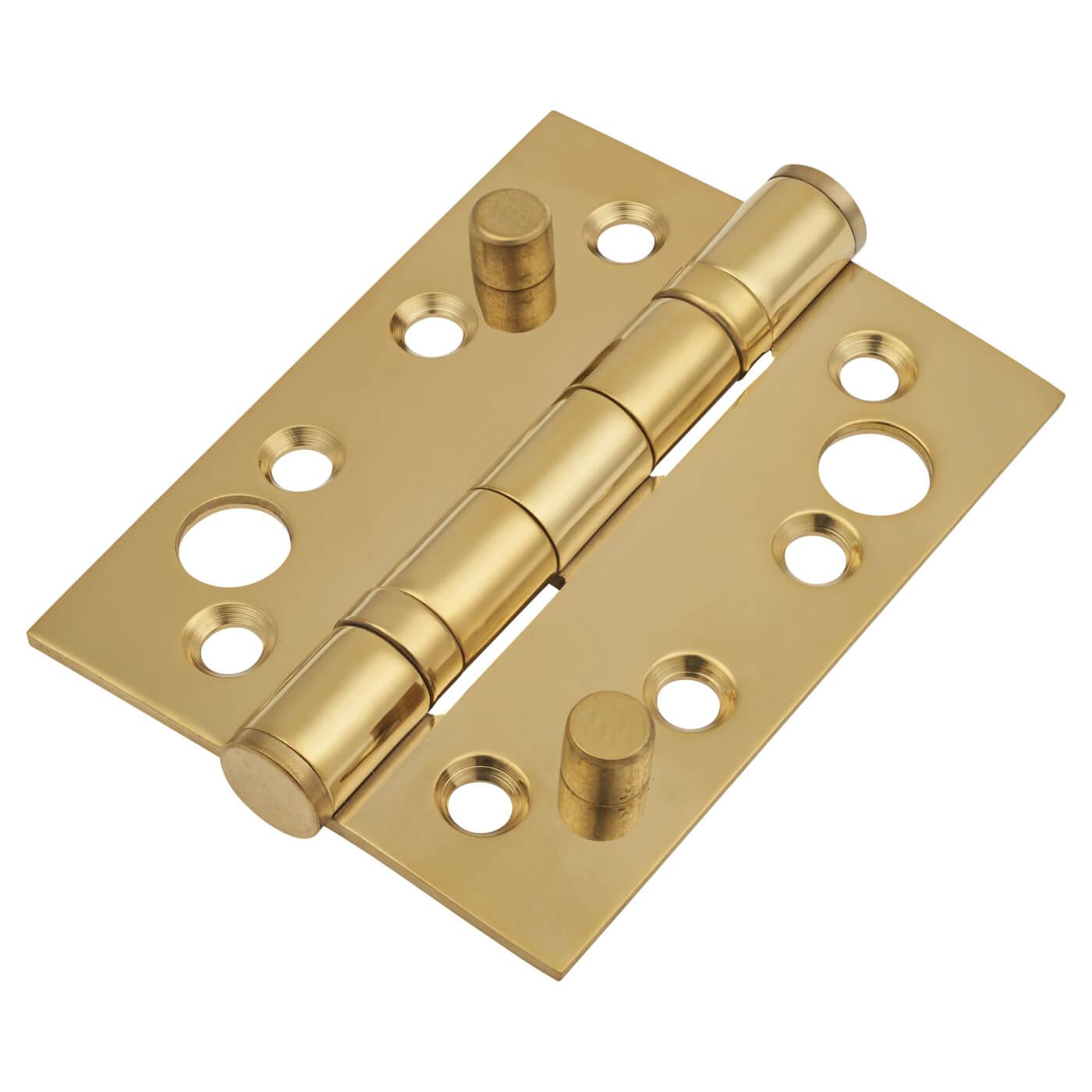Security Ball Bearing Butt Door Hinge - 102 x 76 x 3mm - PVD Brass - Pair - view 2