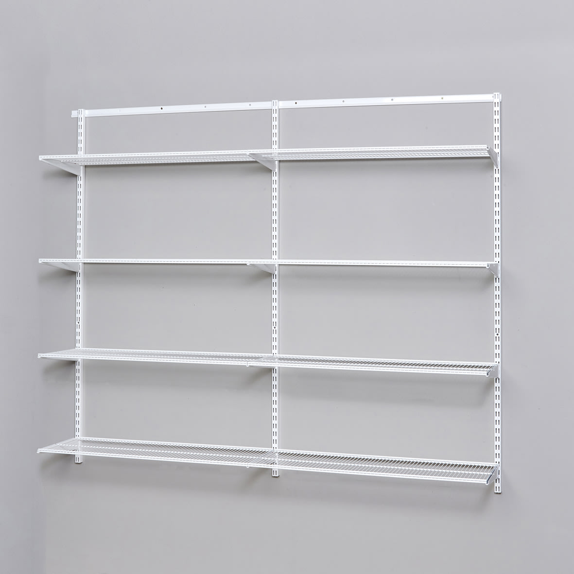 Wardrobe & Storage Starter Kit - 2 Bay, 8 Ventilated Wire Shelf - 1855 x 1532 x 320mm - White - view 2