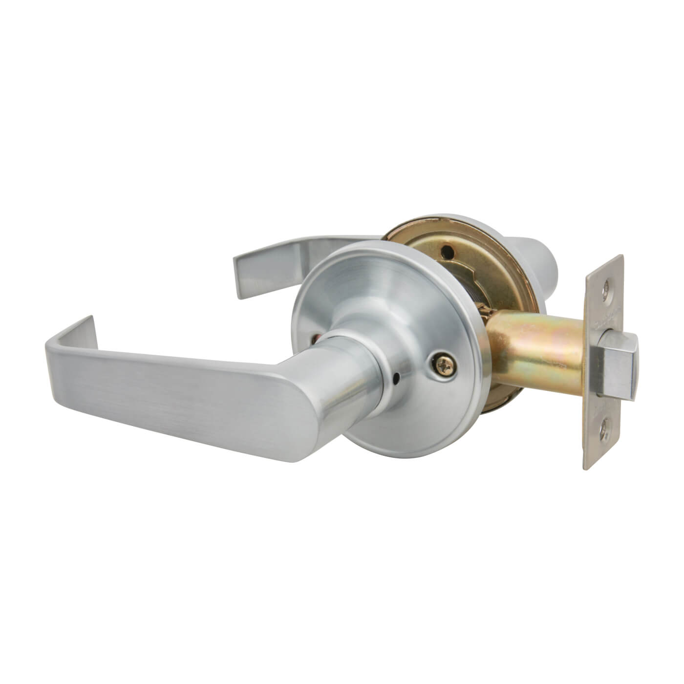 Satin Chrome Return to Door Hotel Passage Door Handles on Round Rose Set - view 3