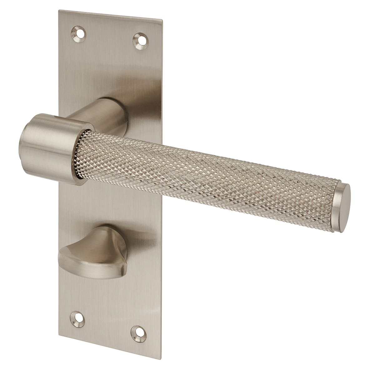 Satin Nickel Knurled Bathroom Door Handles - Loxley Range - 150 x 50mm - view 2