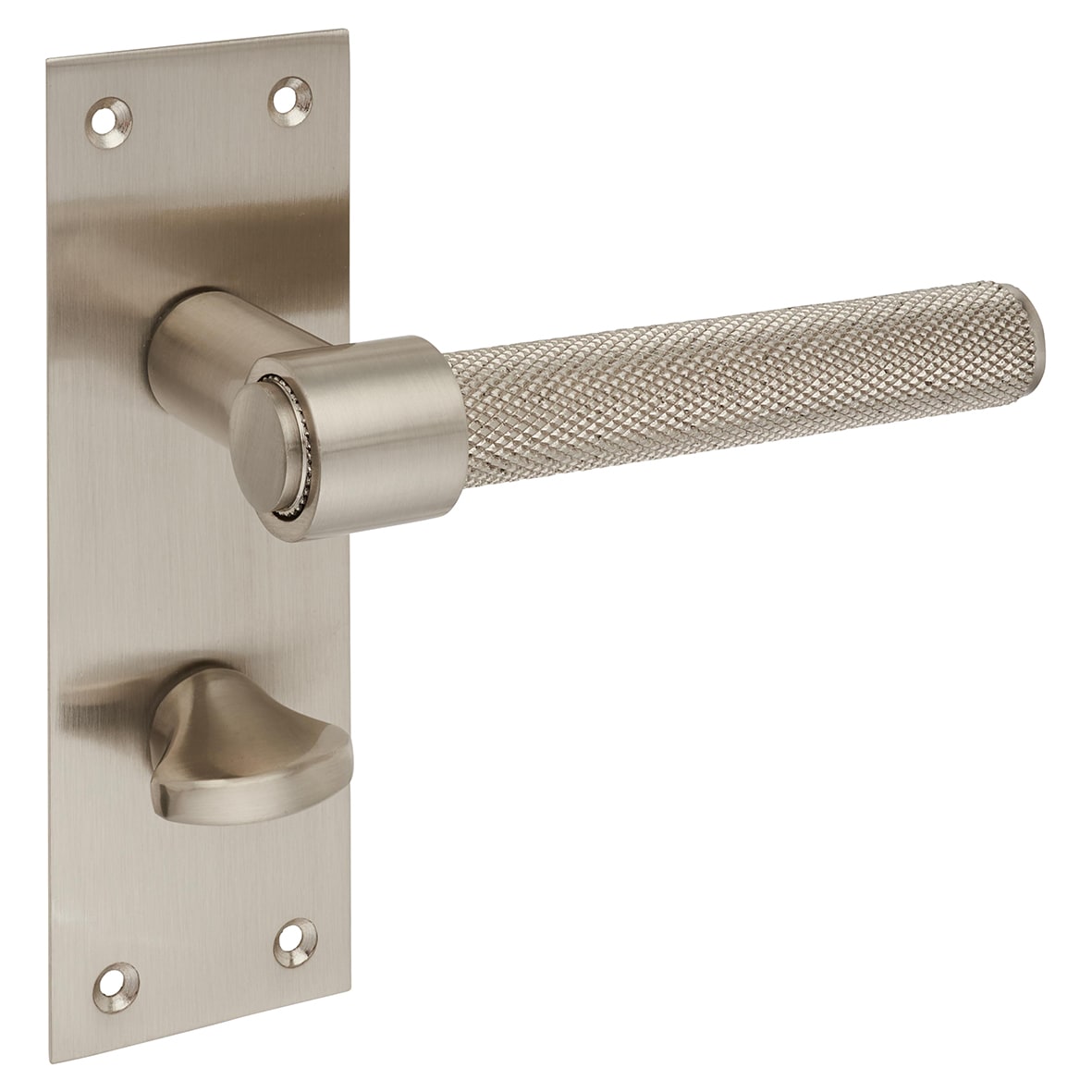 Satin Nickel Knurled Bathroom Door Handles - Loxley Range - 150 x 50mm - view 4