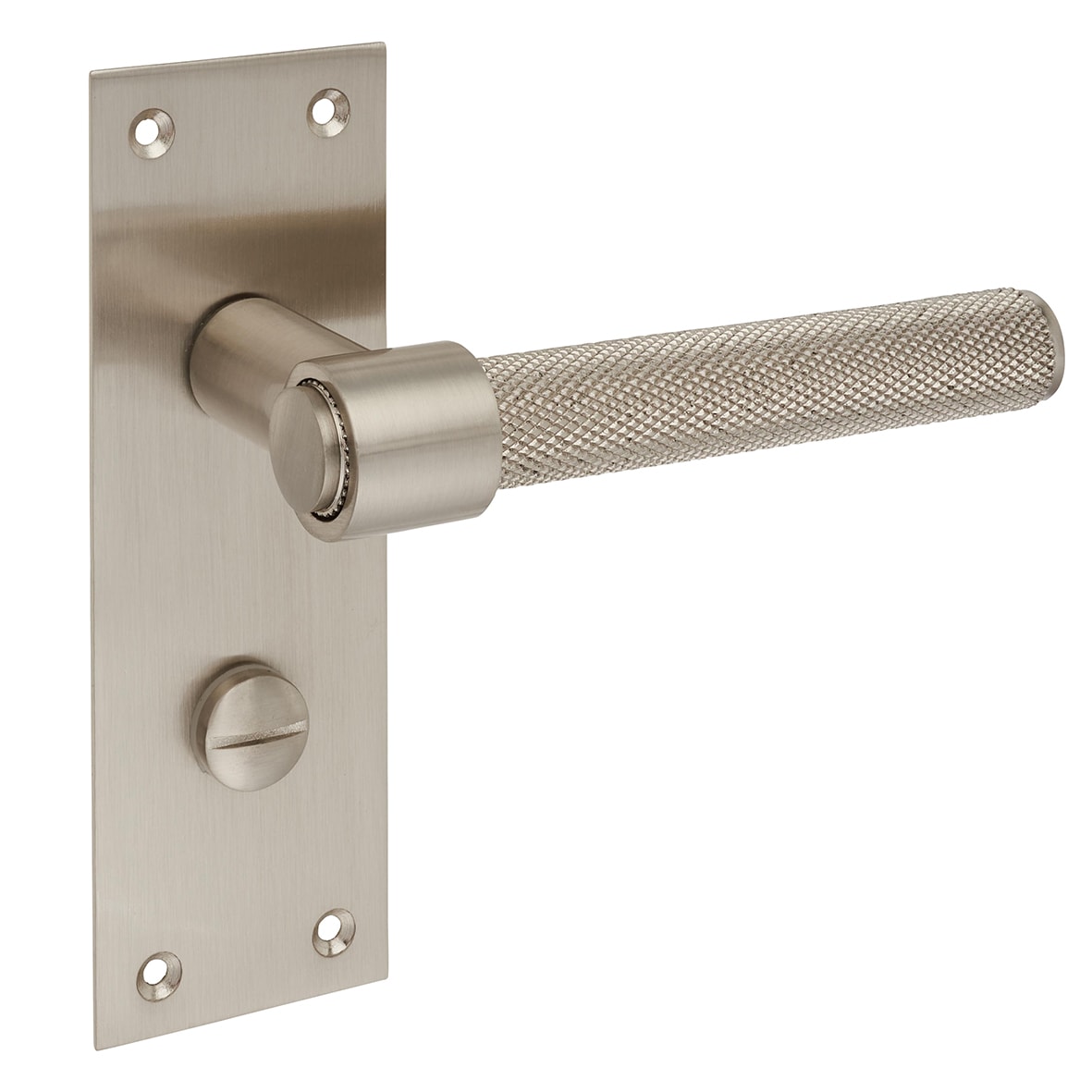 Satin Nickel Knurled Bathroom Door Handles - Loxley Range - 150 x 50mm - view 5