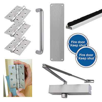 Medium Duty Pull Door Handle Fire Door Kit - Power Size 2-4 - Push/Pull Mounting - Aluminium - view 2