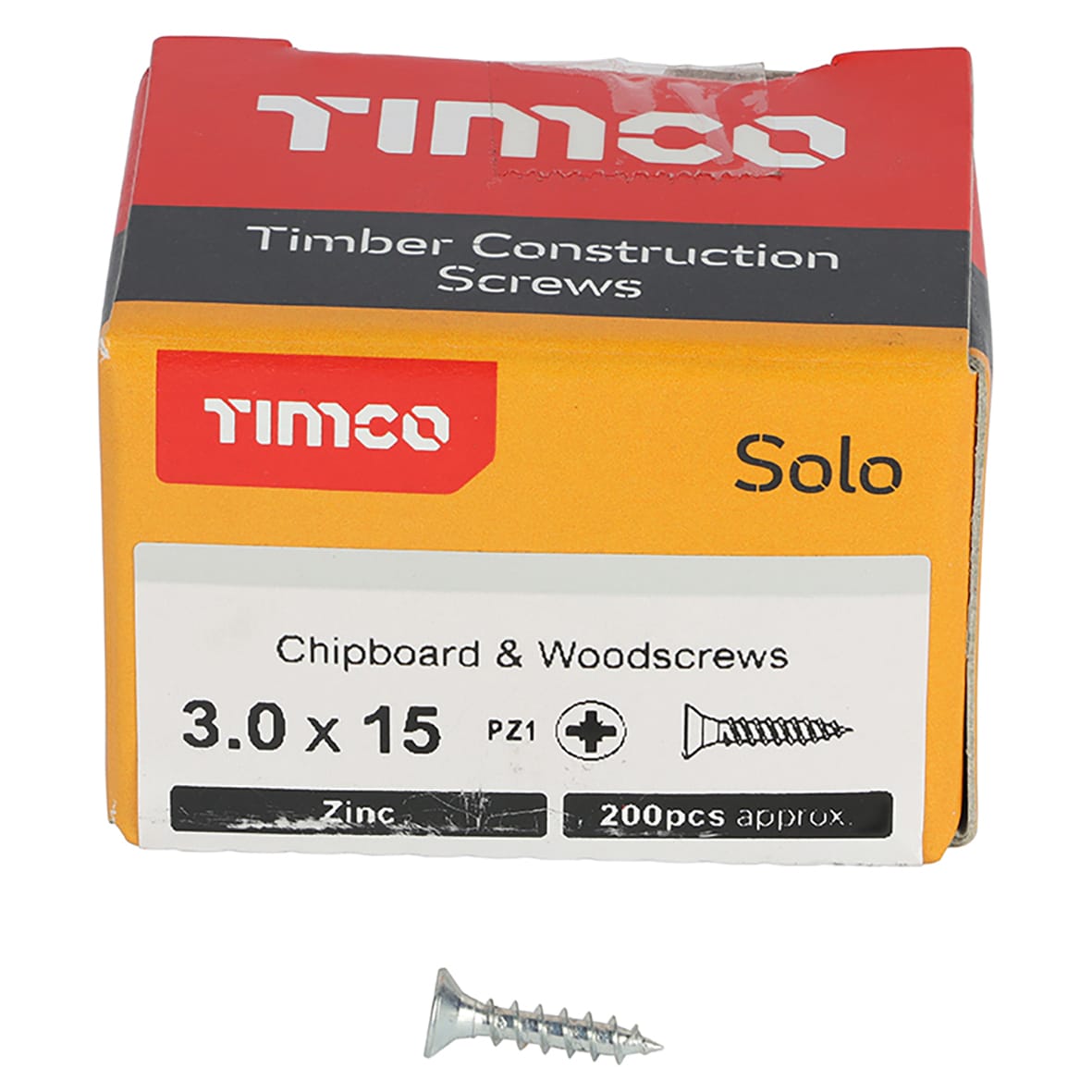 Solo Chippy Pozi Countersunk Wood Screws - 3.0 x 15mm - Zinc Plated - Pack of 200 - view 2