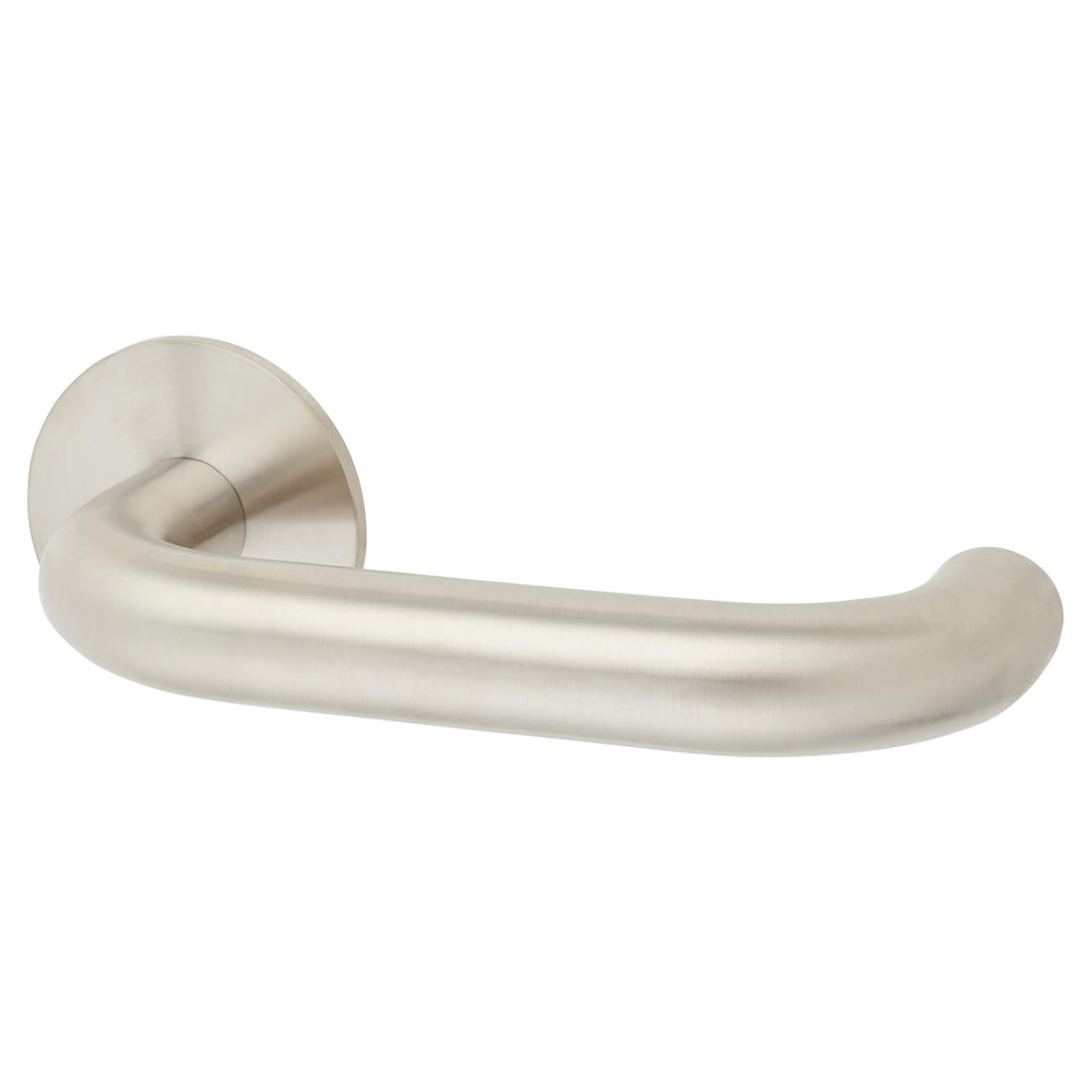 Satin Stainless Steel Door Handles on Round Slim Rose - Schema Kurvig Range - view 2