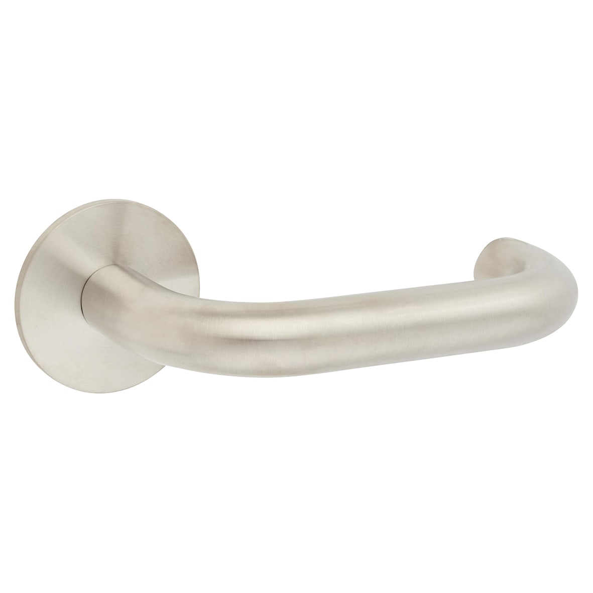 Satin Stainless Steel Door Handles on Round Slim Rose - Schema Kurvig Range - view 3
