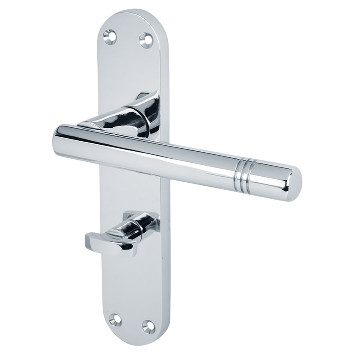Polished Chrome Bathroom Lock Door Handles Pack - Bologna Range - view 2